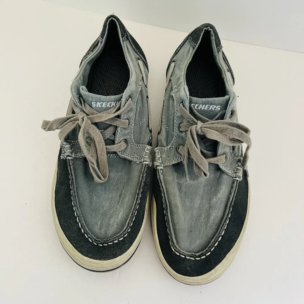 Skechers Relaxed Fit Boat Loafer Shoes Size 11 Navy Denim Suede
